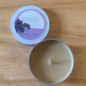 White Barn Violet Scented Candle with Purple and Cream